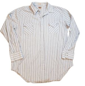 Ely Cattleman Light Blue Stripe Western Rodeo Pearl Snap Shirt 2XL Tall